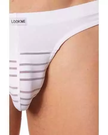 Opaque and transparent white striped briefs - LM906-61WHT