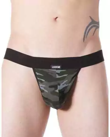 Black sexy string with wide elastic band and army camouflage decoration - LM814-57BLK
