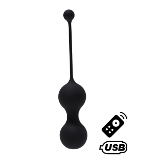 MINA Noir, Boules de Geisha en silicone médical USB avec télécommande - Oralove