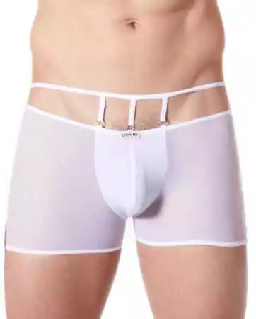 White boxer briefs with sheer fine mesh and embellishments - LM804-67WHT