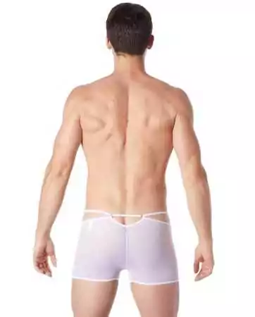 White boxer briefs with sheer fine mesh and embellishments - LM804-67WHT