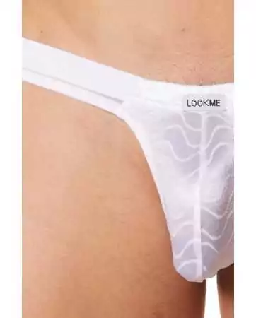 White briefs with satin waves and fine mesh - LM904-61WHT