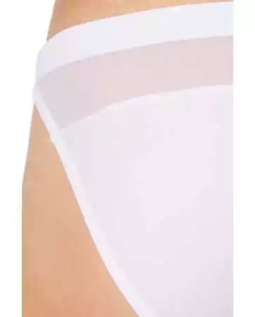 Slip brief bianco con onde satinate e tessuto a maglia sottile - LM904-61WHT