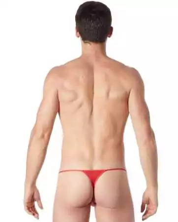 String rouge sexy avec fermeture éclair et côtés style cuir - LM813-57RED