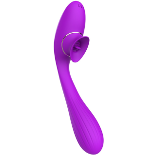 Stimulateur Clitoridien avec langue Vibromasseur Point G 2-en-1 DISA Violet Cœur Ardent - Oralove