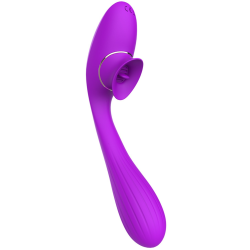 Stimulateur Clitoridien avec langue Vibromasseur Point G 2-en-1 DISA Violet Cœur Ardent