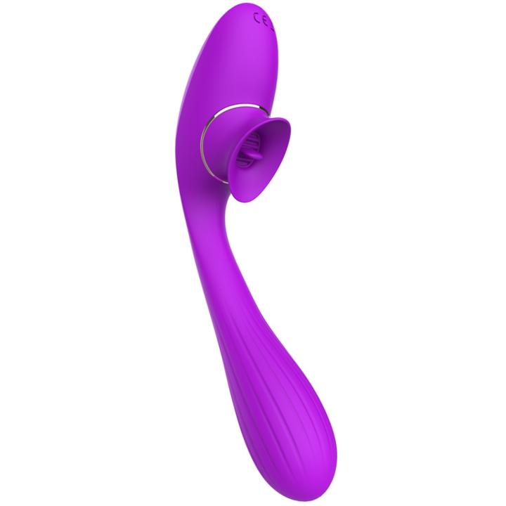 Stimulateur Clitoridien avec langue Vibromasseur Point G 2-en-1 DISA Violet Cœur Ardent - Oralove