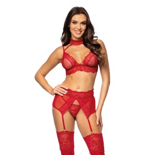 Velvet sin ensemble lingerie - Cherry - Oralove