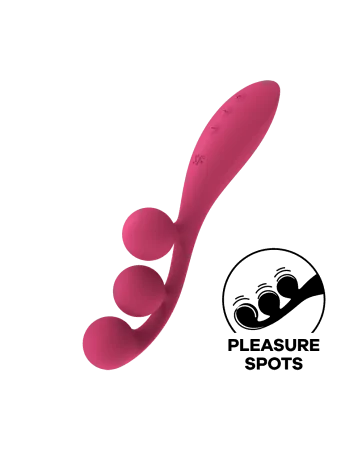 Vibromassaggiatore triple stimolazione flessibile, anale, vaginale, clitoridea Tri Ball rosso USB Satisfyer - CC597817