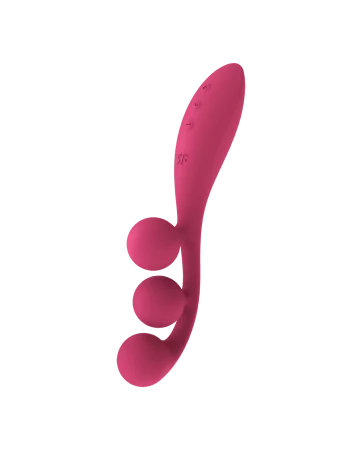 Vibrierender flexibler Triple-Stimulations-Vibrator für Anus, Vagina und Klitoris, Tri Ball in Rot mit USB-Anschluss - CC597817 