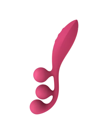 Vibromassageador de tripla estimulação flexível, anal, vaginal, clitoridiana Tri Ball vermelho USB Satisfyer - CC597817