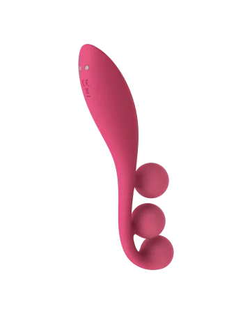 Flexible triple stimulation vibrator, anal, vaginal, clitoral Tri Ball in red USB - CC597817 Satisfyer