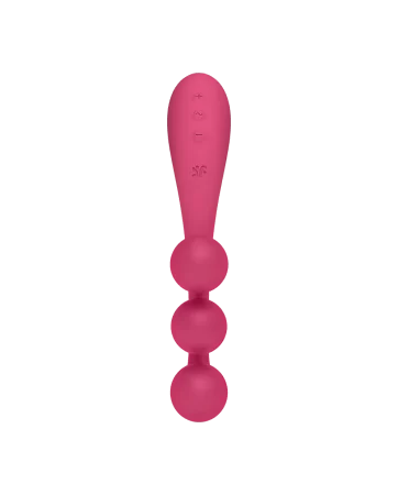 Flexible triple stimulation vibrator, anal, vaginal, clitoral Tri Ball in red USB - CC597817 Satisfyer