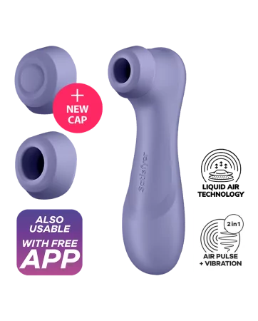 Clitoris stimulator with 2 tips Connected with Liquid air Pro 2 Generation 3 technology, purple USB Satisfyer - CC597815
