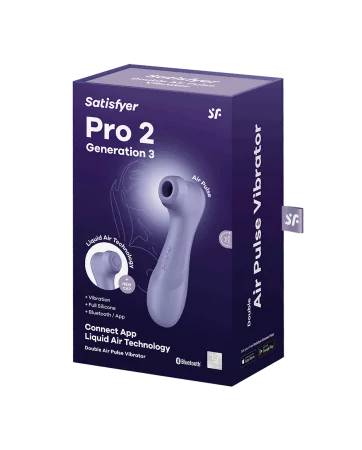 Stimulator für den Klitoris mit 2 Aufsätzen Verbunden mit der Liquid Air Pro 2 Generation 3 Violett USB Satisfyer - CC597815
