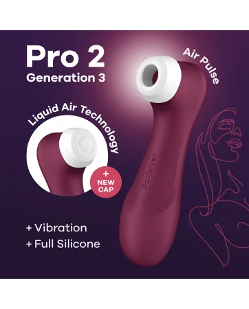 Stimulator für den Kitzler mit 2 Aufsätzen und Liquid Air Pro 2 Generation 3 Technologie in Rot, USB - CC597814 Satisfyer