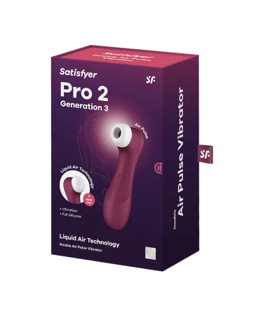 Clitoris stimulator with 2 tips using Liquid Air Pro 2 Generation 3 technology in red USB Satisfyer - CC597814