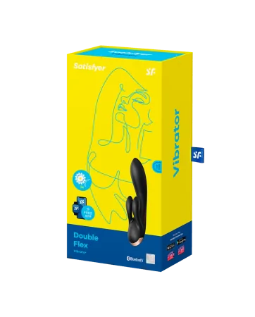 Vibromassageador rabbit preto dupla estimulação do clitóris Double Flex Satisfyer - CC597809