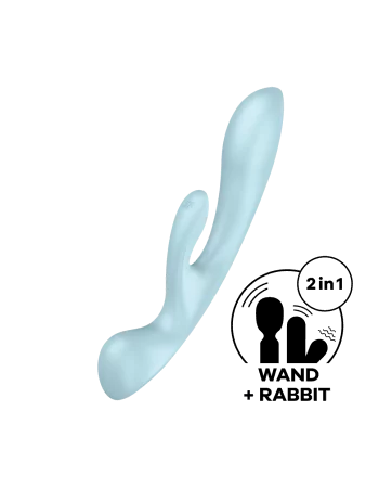 2-in-1 Rabbit G-Punkt mit Klitorisstimulator und blauem USB-Wanddildo Triple Oh Satisfyer - CC597813