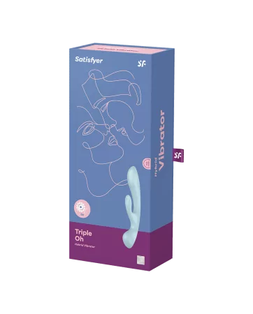 2 in 1 Rabbit Punto G con stimolatore del clitoride e Wand Blu USB Triple Oh Satisfyer - CC597813