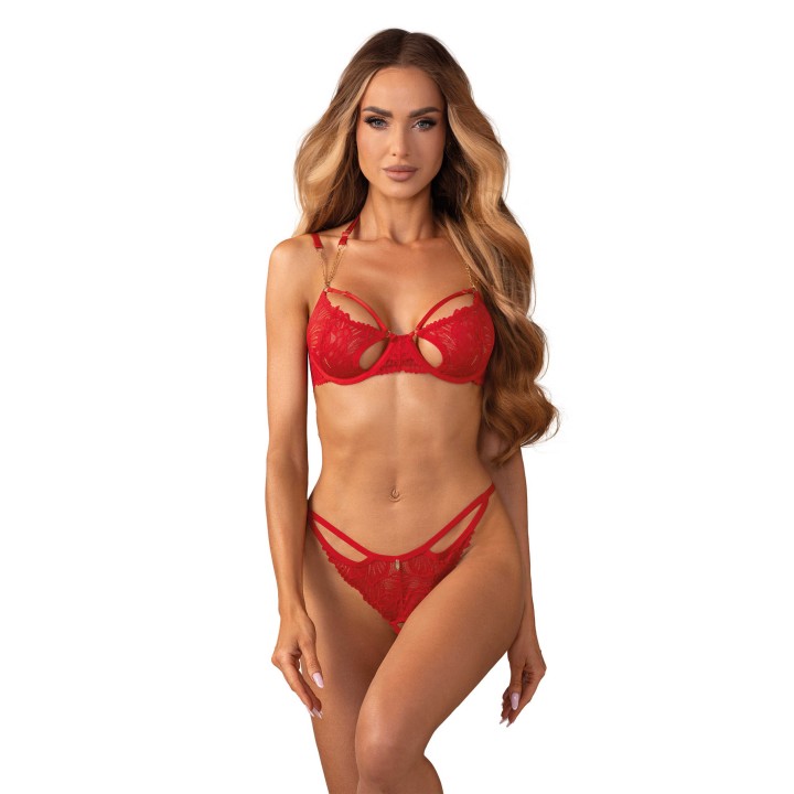 Matildea ensemble lingerie ouvert rouge - Oralove