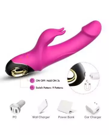 Rosa Rabbit Vibrator mit 9 leistungsstarken Vibrationsmodi - USK-V10PNK