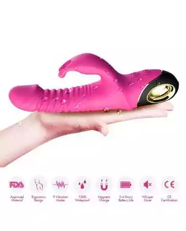 Massageador vibratório rosa Rabbit com movimento de vaivém e rotação - USK-V09PNK
