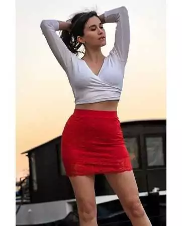 Short red Camellia skirt - LSK2-SRED