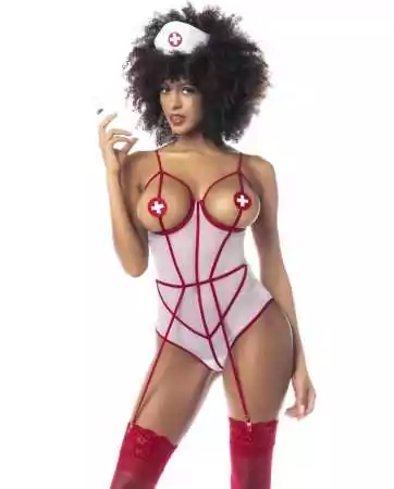 Nurse costume with white and red bodysuit - MAL6487COS