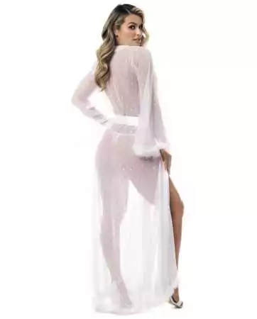 Langes Kleid aus feiner weißer Netzware - MAL7483WHT