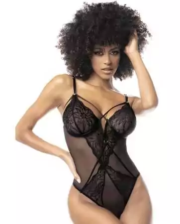 Sexy black body with detachable garters - MAL8754BLK