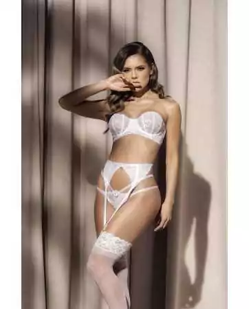 Set di lingerie sexy a tre pezzi bianco - MAL8742WHT