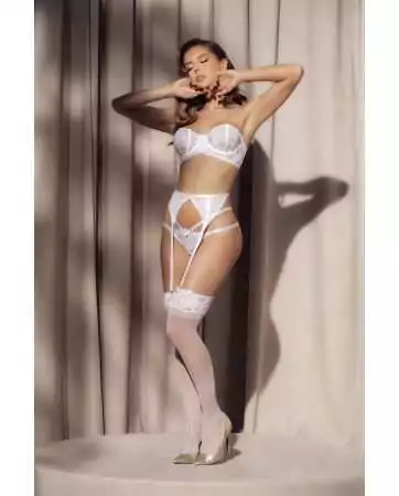 Conjunto de lingerie sexy de três peças branco - MAL8742WHT