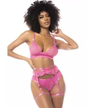 Sexy pink three-piece lingerie set - MAL8737SUPK