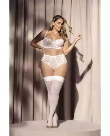 Set di lingerie, taglia grande, sexy bianco a due pezzi - MAL8739XWHT