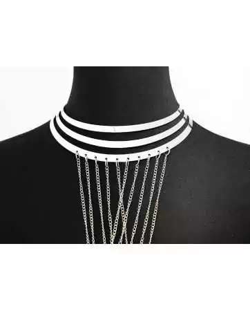 Necklace with three silver rings and body chains - BCHA0012SIL