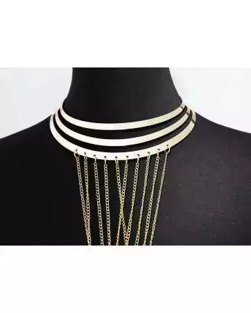 Necklace with three gold rings and body chains - BCHA0012GLD