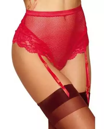 Red high-waisted string with detachable built-in suspenders - DG1478RED