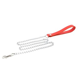 Laisse longue chaine métal Rouge - Oralove