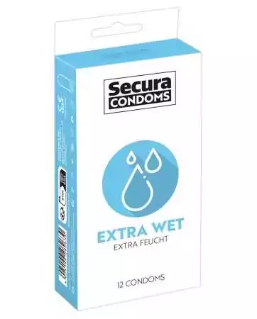 Preservativos extra lubrificados, em látex x12 com reservatório Extra Wet 53 mm - R416584