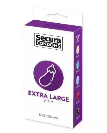 Latex lubricated condoms x12 with Extra Large reservoir 60 mm - R416550