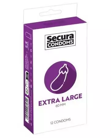 Preservativos lubrificados de látex x12 com reservatório Extra Large 60 mm - R416550