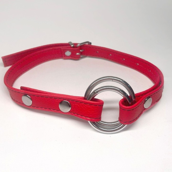 Baillon Anneau cuir rouge - Oralove