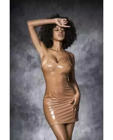 Robe vinyle Wet Look Caramel - MAL4580NUD