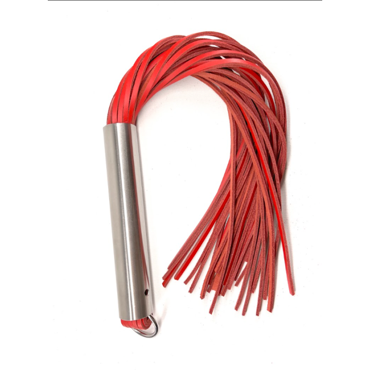 Martinet homme rouge manche métal lanières en cuir RIGIDE - Oralove