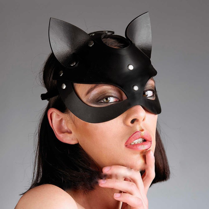 Masque Catwoman Cuir Noir - Oralove