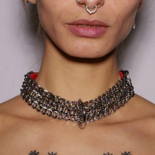 Collier Chaines cuir rouge - Oralove