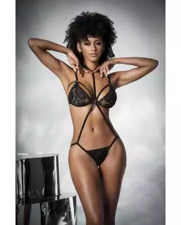 Deux-en-Un, Body et nuisette dentelle noire - MAL7499BLK