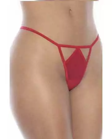 Nuisette fine résille rouge avec bonnets ouverts et string - MAL7508RED