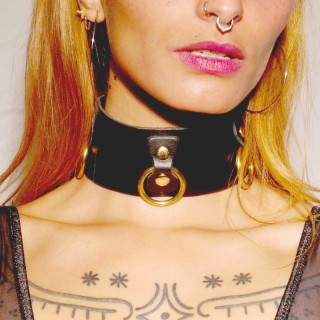 Collier en cuir Collection Anneaux NOIR & GOLD - Oralove